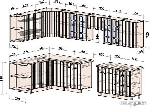 Интерлиния Берес 1.7x3.4 левая (дуб английский/бискайская сосна)