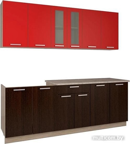 Кухня Интерлиния Мила 22 (красный/дуб венге)