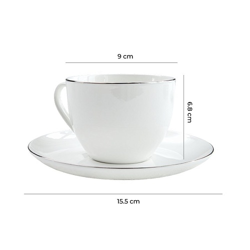 Чашка с блюдцем Mandarin Decor Бланк платинум DS14F10002-260-2W