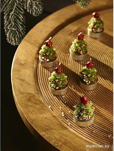Набор свечей Tkano New Year Essential Green Miracle TK24-NY_CND0005 (6 шт, зеленый/красный)