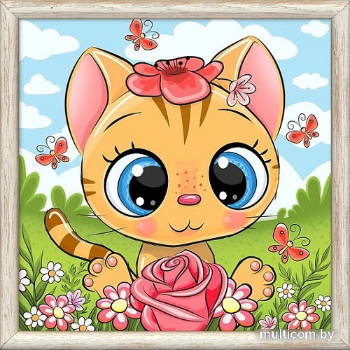 Алмазная мозаика Алмазная Живопись Кошка в цветах АЖ-1946