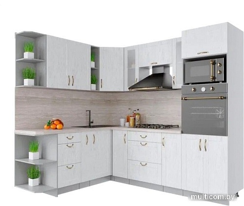 Готовая кухня Интерлиния Мила Крафт 1.88x2.4 левая (дуб полярный)