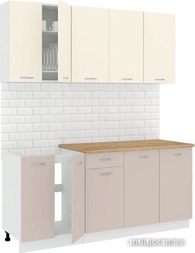 Готовая кухня Кортекс-мебель Корнелия Лира-лайт 1.8м (крем/капучино/дуб бунратти)