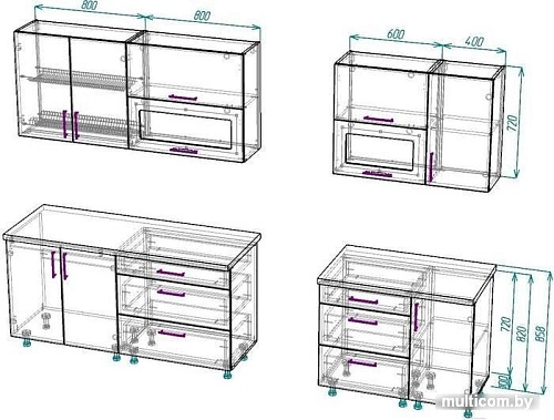 Кухня ВерсоМебель ВерсоЛайн 4-2.6 (белый 001/лайм 003)