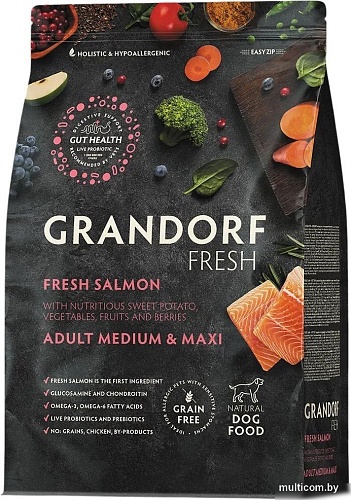 Сухой корм для собак Grandorf Adult Medium&Maxi Breeds Fresh Salmon&Sweet Potato 10 кг