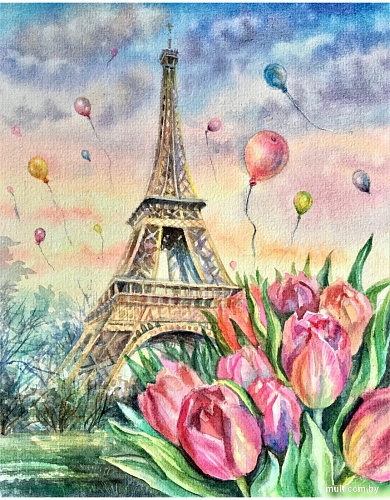 Картина по номерам Рыжий кот Парижские тюльпаны Х-3964