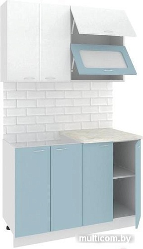 Кухня Кортекс-мебель Корнелия Мара 1.2м (белый/голубой/королевский опал)