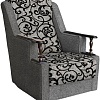 Интерьерное кресло Асмана Анна с деревянными подлокотниками (завиток черный/рогожка серый)