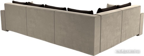 Угловой диван Лига диванов Майами Long 92 левый (микровельвет бежевый/подушки коричневые)
