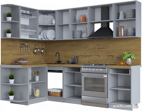 Готовая кухня Интерлиния Тренд 1.5x2.6 левая (индиго/индиго/опал светлый)