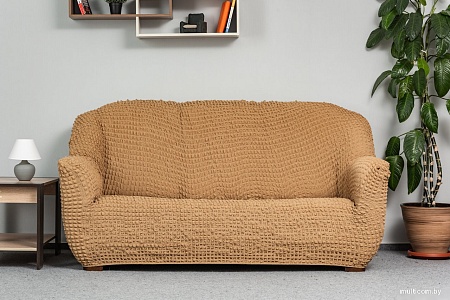 Чехол для дивана Софатэкс Люкс ПО-6 без оборки (кофе с молоком)