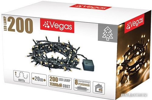 Гирлянда Vegas Нить 55068 200 LED (белый теплый)