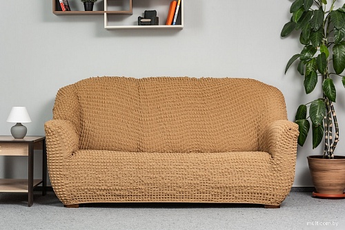 Чехол для дивана Софатэкс Люкс ПО-6 без оборки (кофе с молоком)