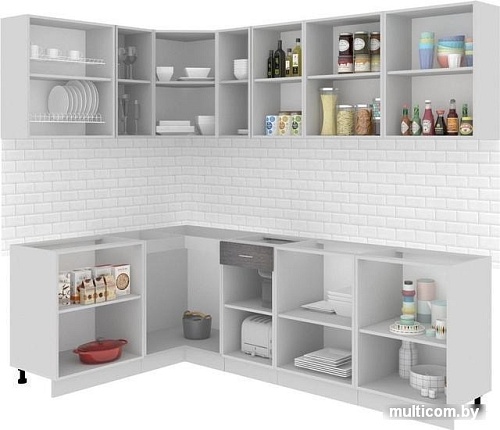 Угловая кухня Кортекс-мебель Корнелия Экстра 1.5x2.5 без столешницы (красный/черный)