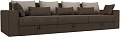 Диван Лига диванов Майами Long 69 (рогожка коричневый/подушки бежевые/коричневые)
