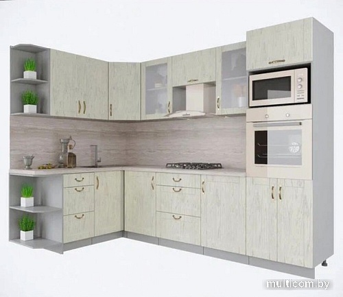 Готовая кухня Интерлиния Мила Крафт 1.68x2.8 левая (дуб снежный)