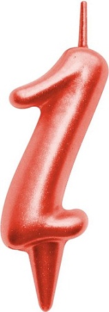 Свеча для торта Мультидом Овал Цифра 1 МС5-31 (красный)