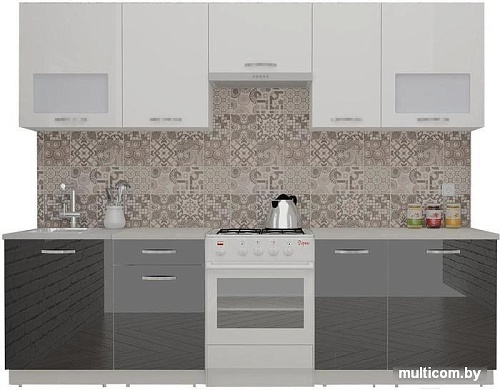 Кухня ВерсоМебель ЭкоЛайт-6 2.7 (белый/черный графит)