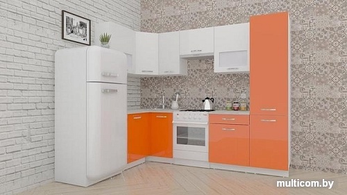 Угловая кухня ВерсоМебель ЭкоЛайт-6 1.2x2.7 правая (белый/яркий оранжевый)