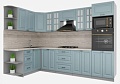 Готовая кухня Интерлиния Мила Деко 1.68x3.0 левая (океан-океан-травертин серый)