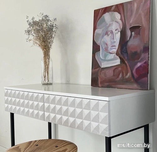 Консольный стол Shtabe Simple 7011 эко (травертин/белый/черный)