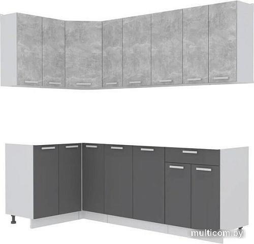 Интерлиния Мила Лайт 1.2x2.3 без столешницы (бетон/антрацит)