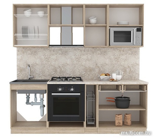 Готовая кухня Интерлиния Мила 2.2 ВТ (салатовый/дуб венге/малага)