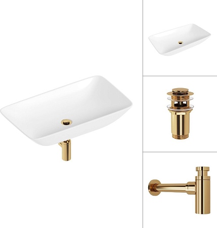 Умывальник Lauter 21886 + клапан 21190G + сифон 21635G (золото)