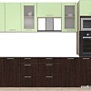 Готовая кухня Интерлиния Мила 2.8 ВТ без столешницы (салатовый/дуб венге)