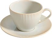 Чашка с блюдцем AksHome Aurora 200мл (фарфор/айвори)