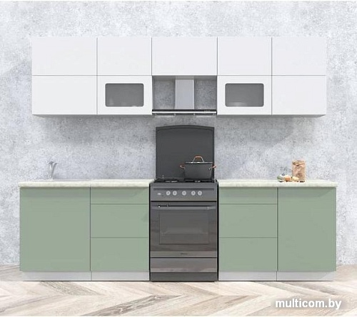 Кухня Интерлиния Мила Матте 2.7 Б (белый/мята/опал светлый)