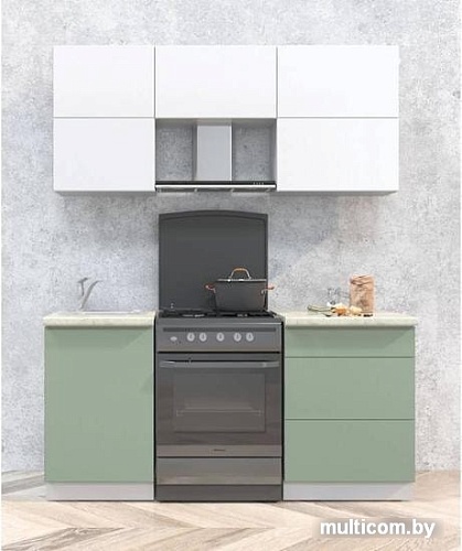 Кухня Интерлиния Мила Матте 1.7 Б (белый/мята/опал светлый)