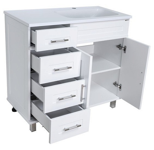 Мебель для ванных комнат Misty Купер-90 с 4 ящ. белая правая П-Куп01090-0124ЯП