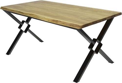 Кухонный стол Buro7 Икс-ромб 180 (с обзолом, дуб натуральный/черный)