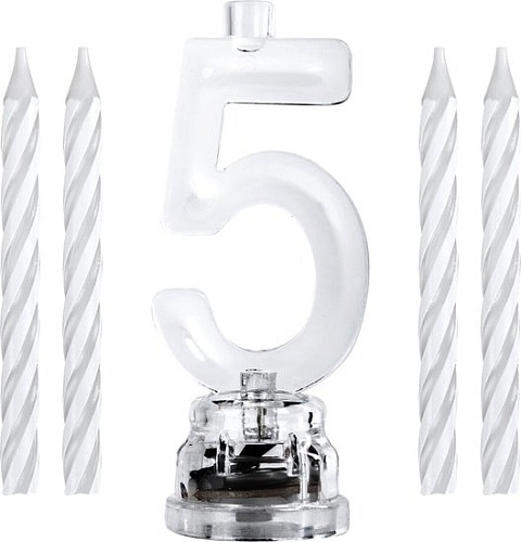 Набор свечей для торта Золотая сказка Цифра-подсвечник 5 591428