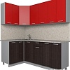 Угловая кухня Интерлиния Мила Лайт 1.2x2.0 (красный/дуб венге)