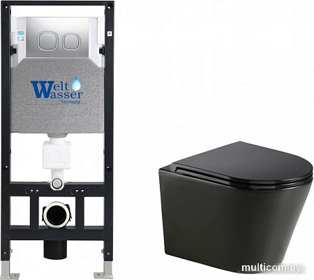 Унитаз подвесной WeltWasser Amberg 506 + Salzbach 043 MT-BL + Amberg RD-CR (черный матовый)