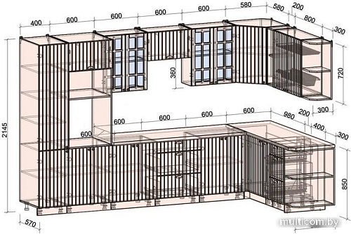 Интерлиния Берес 1.88x3.4 ВТ правая (дуб полярный/дуб серый/травертин серый)
