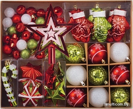 Елочная игрушка Золотая сказка 592184 (67 шт, красный/зеленый)