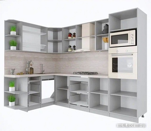 Готовая кухня Интерлиния Мила Крафт 1.68x2.8 левая (дуб снежный)