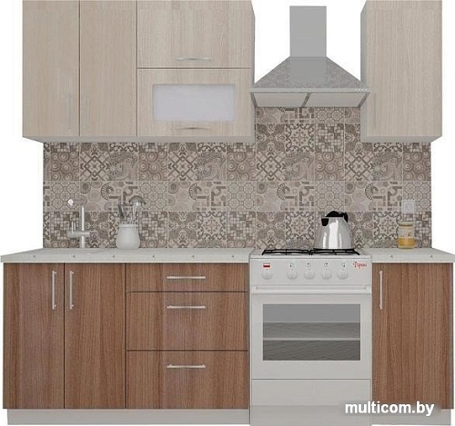 Кухня ВерсоМебель ВерсоЛайн 6-1.6 (ясень шимо светлый/ясень шимо темный)