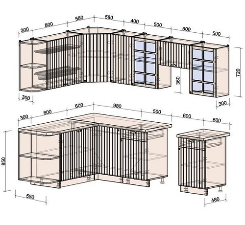 Интерлиния Берес 1.7x2.6 левая (дуб снежный/дуб королевский/серый каспий)