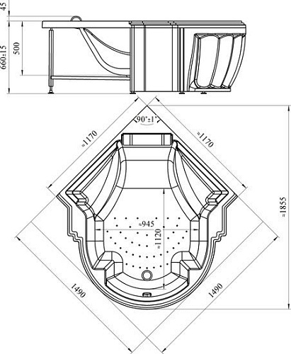 Ванна Radomir Монте-Карло 149x149