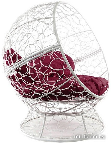 Кресло M-Group Апельсин 11520102 (белый ротанг/бордовая подушка)