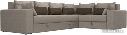 Угловой диван Лига диванов Майами Long 92 правый (рогожка бежевый/подушки бежевые/коричневые)