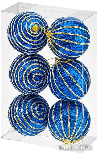 Елочная игрушка Elan Gallery Полоски 970099 (6 шт, синий)