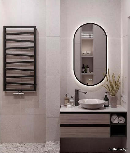 Зеркало с подсветкой eMZe 50x100 LED.UV.50.100.CHE.AF.4K (черный с УФ-окантовкой и подсветкой)