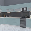 Угловая кухня Интерлиния Мила Матте 1.5x4.0 Б левая (океан/океан/травертин серый)
