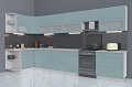Угловая кухня Интерлиния Мила Матте 1.5x4.0 Б левая (океан/океан/травертин серый)