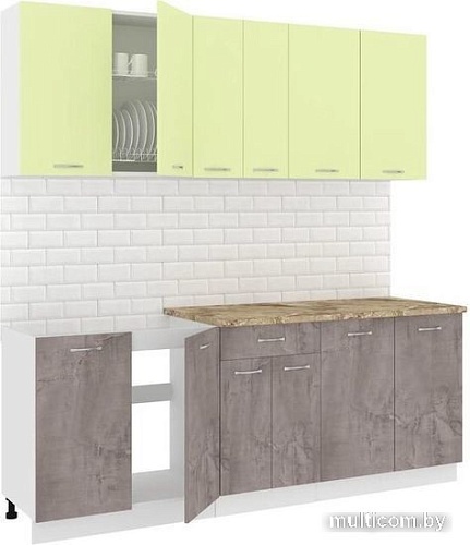 Готовая кухня Кортекс-мебель Корнелия Лира-лайт 2.1м (салатовый/оникс/мадрид)